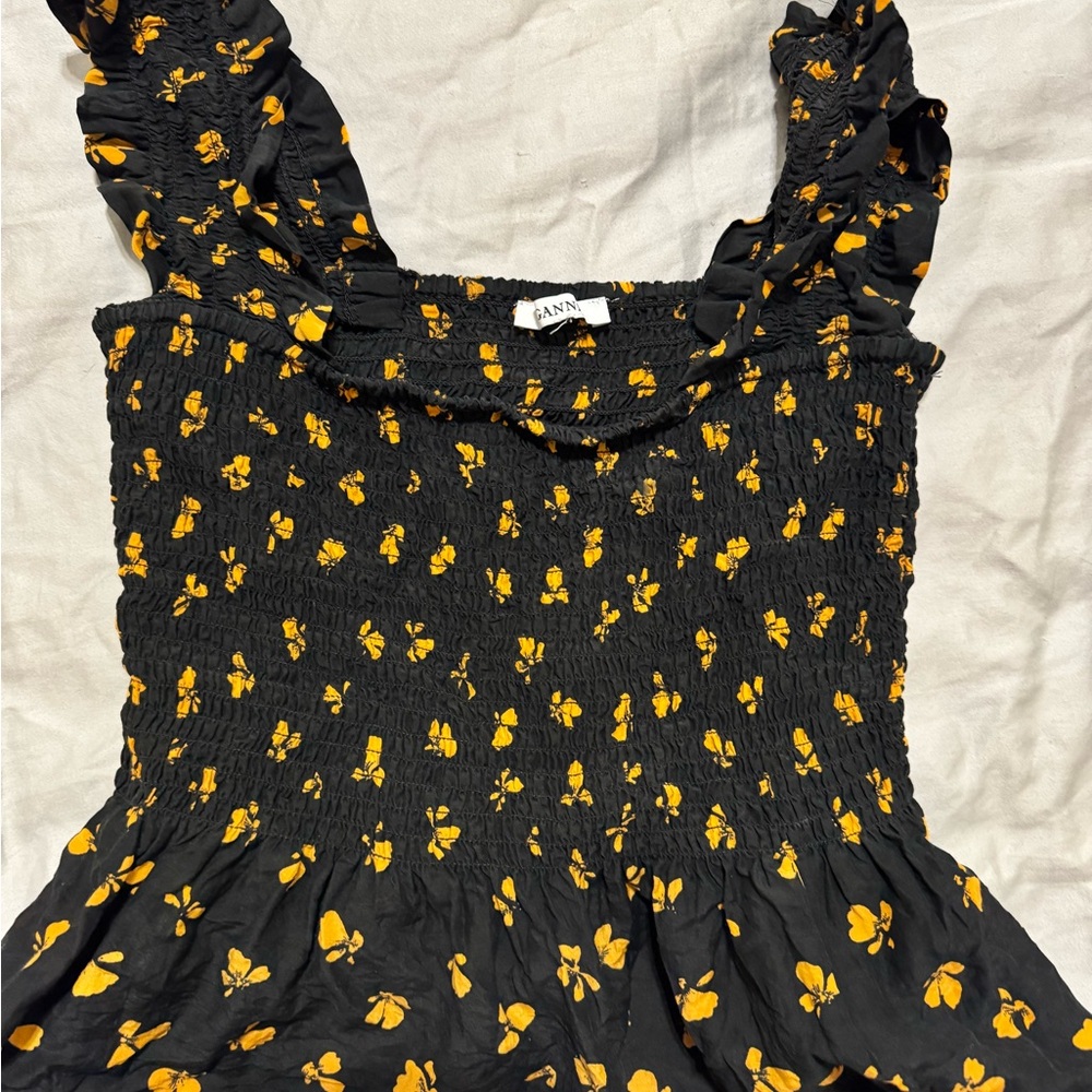 Ganni Floral Smocked Top